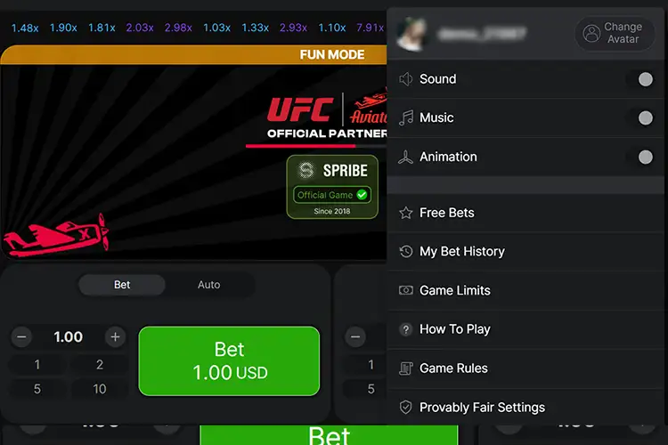 Aviator demo mode features